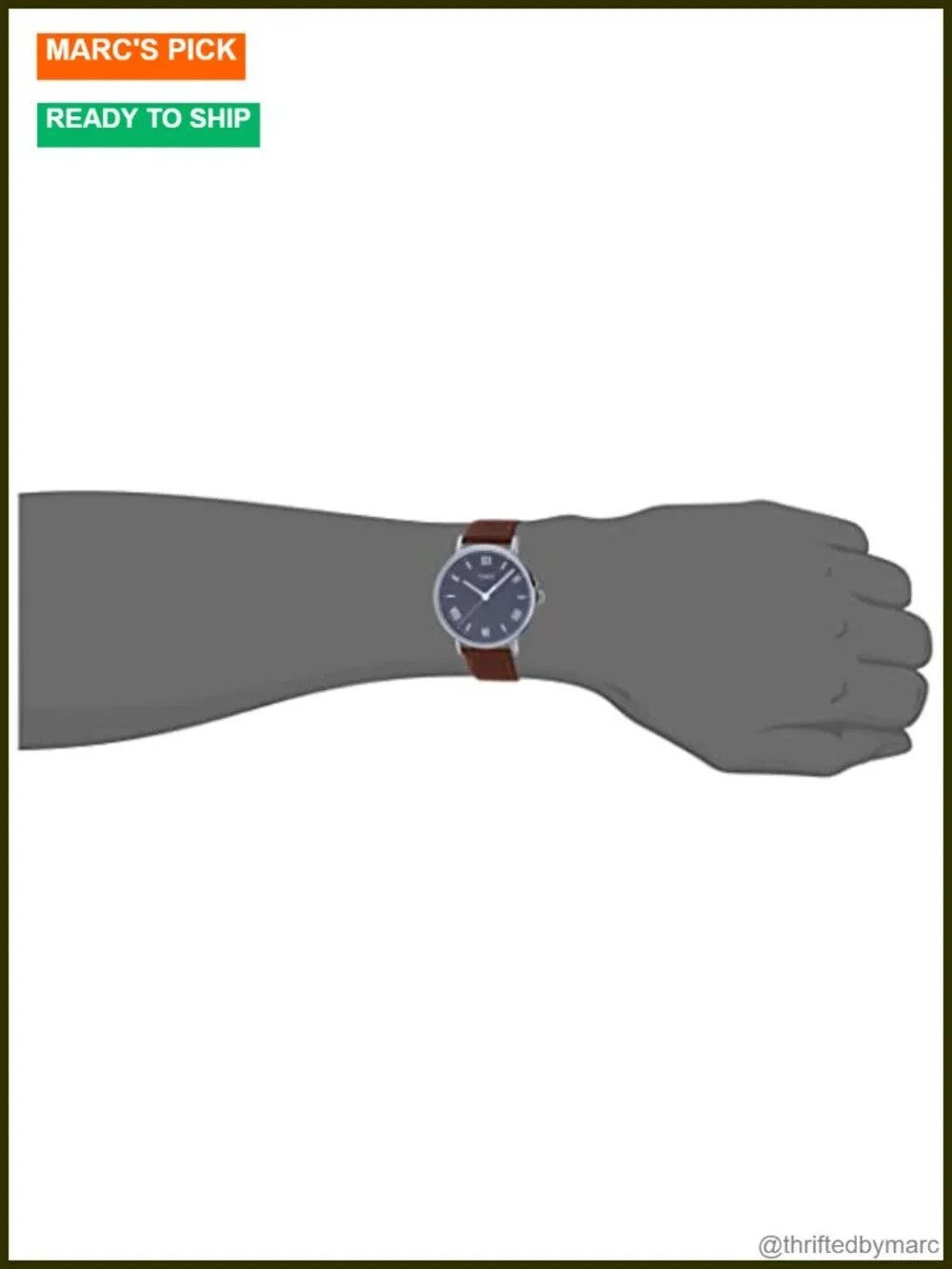 41mm Leather Strap Analog Quartz Watch with Roman Numerals